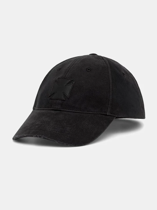 Zdjęcie produktu VETEMENTS czapka z daszkiem jeansowa Leather Biker Cross