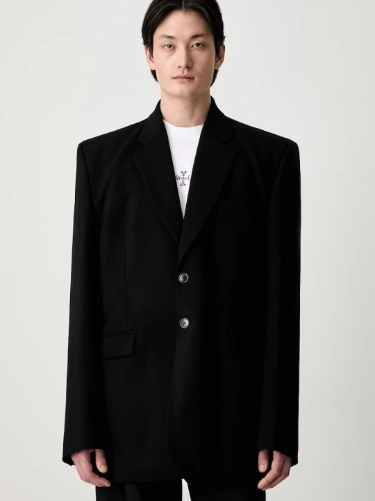 Zdjęcie produktu Vetements Logo Embroidered Single Breasted marynarka jednorzędowa z wełną męska