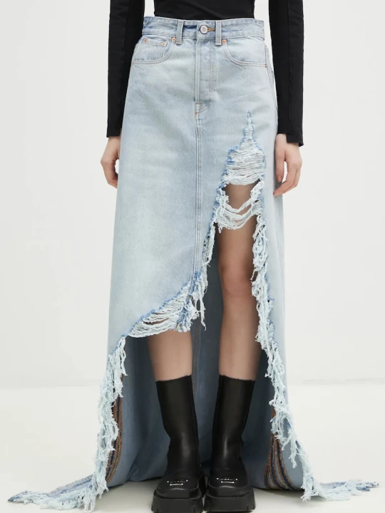 Zdjęcie produktu VETEMENTS spódnica jeansowa Destroyed Denim Maxi