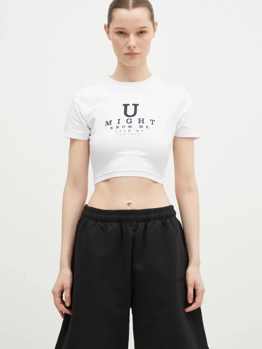 Zdjęcie produktu VETEMENTS t-shirt bawełniany U Might Know Me Cropped Fitted