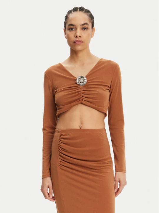 Zdjęcie produktu ViCOLO Bluzka UD0026 Brązowy Slim Fit