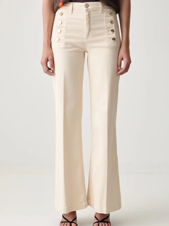 Zdjęcie produktu ViCOLO jeansy wide leg damskie beżowy