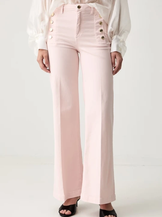 Zdjęcie produktu ViCOLO jeansy wide leg damskie różowy