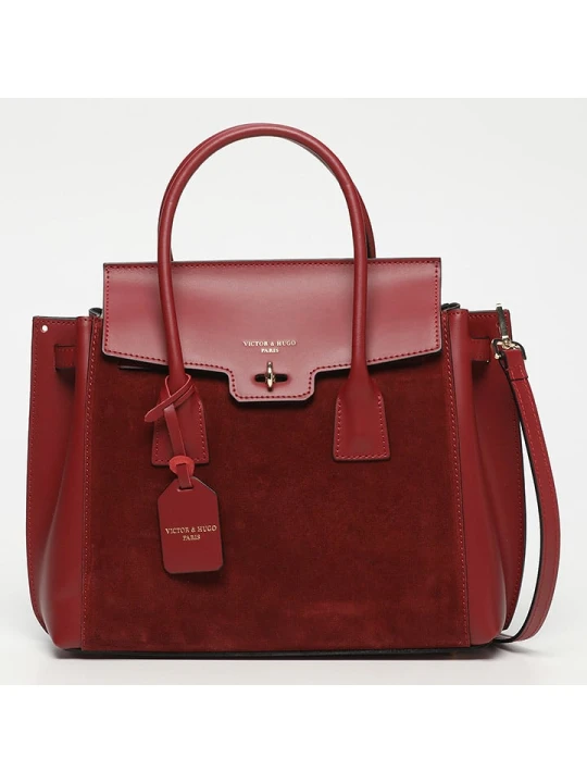 Zdjęcie produktu Victor & Hugo Paris Skórzana torebka "Jane" w kolorze bordowym - 36 x 35 x 24 cm rozmiar: onesize