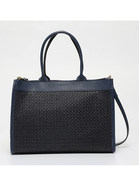 Zdjęcie produktu Victor & Hugo Paris Skórzana torebka "Nina" w kolorze granatowym - 37 x 27 x 12 cm rozmiar: onesize
