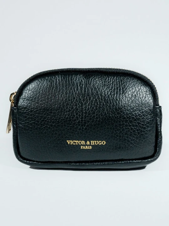 Zdjęcie produktu Victor & Hugo Paris Skórzany portfel "Gema" w kolorze czarnym - 15 x 10 x 5 cm rozmiar: onesize
