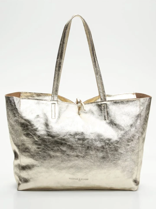 Zdjęcie produktu Victor & Hugo Paris Skórzany shopper bag "Vog" w kolorze złotym - 50 x 28 x 12 cm rozmiar: onesize