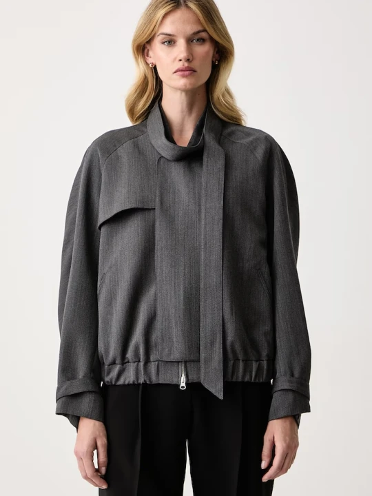 Zdjęcie produktu Victoria Beckham krótka kurtka damska wełniana szary