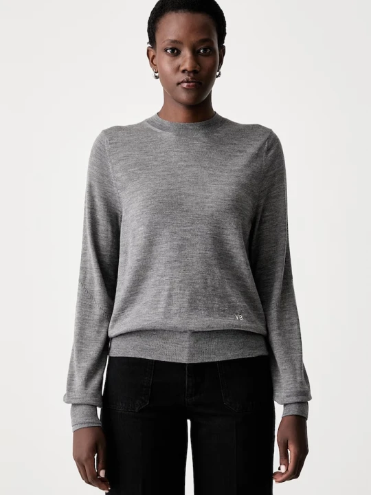 Zdjęcie produktu Victoria Beckham sweter damski z wełną merino Austen szary