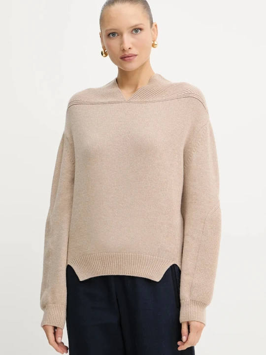 Zdjęcie produktu Victoria Beckham sweter wełniany beżowy
