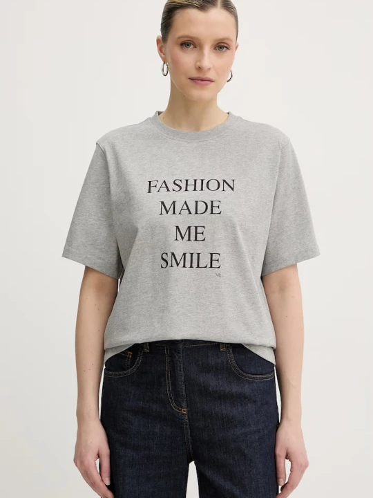 Zdjęcie produktu Victoria Beckham t-shirt damski bawełniany szary