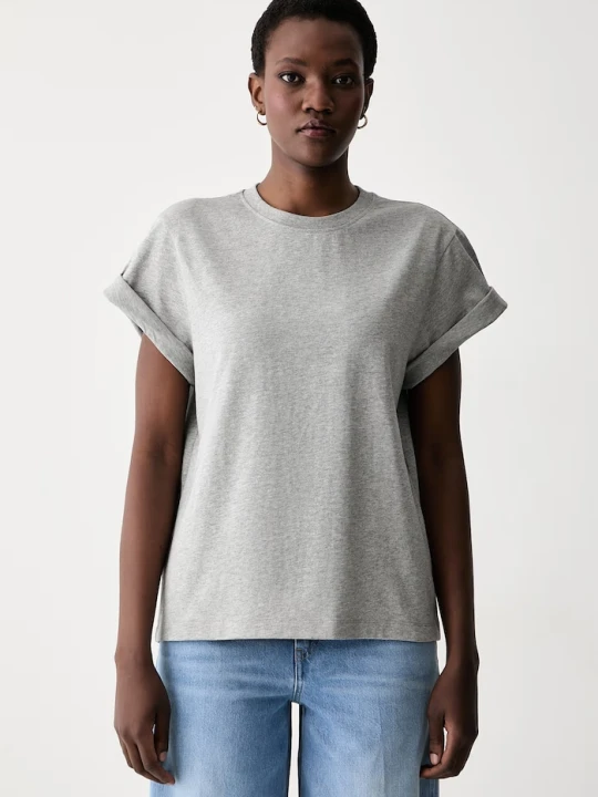 Zdjęcie produktu Victoria Beckham T-shirt damski bawełniany Tilly szary