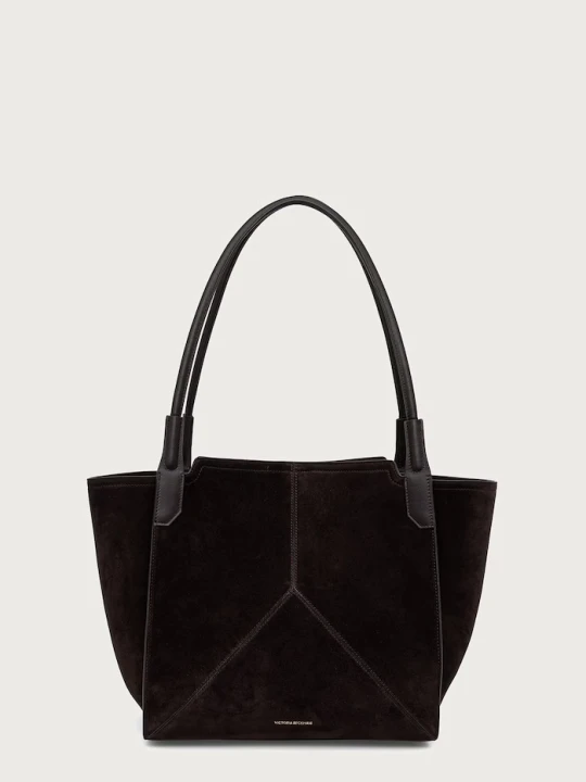 Zdjęcie produktu Victoria Beckham torebka shopper damska zamszowa brązowy