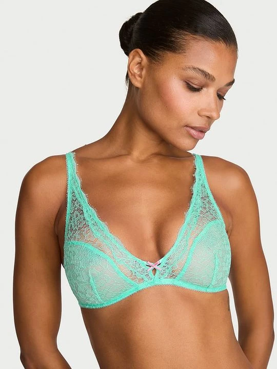 Zdjęcie produktu Victoria's Secret Biustonosz braletka koronkowy bez fiszbin Tease Niebieski