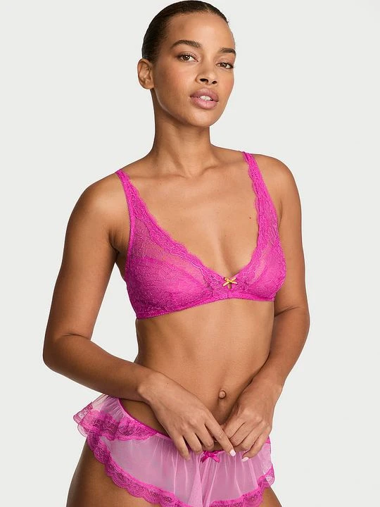 Zdjęcie produktu Victoria's Secret Biustonosz braletka koronkowy bez fiszbin Tease Różowy
