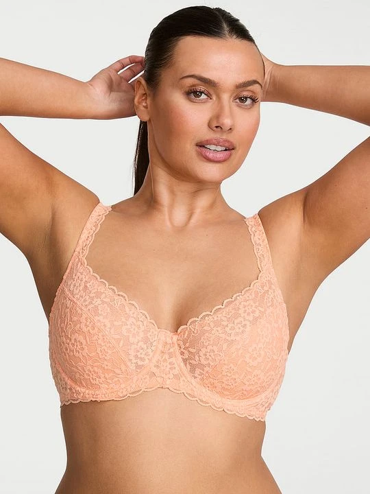 Zdjęcie produktu Victoria's Secret Biustonosz nieusztywniany balkonetka koronkowy Pomarańczowy