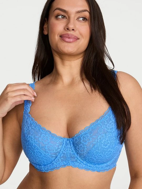 Zdjęcie produktu Victoria's Secret Biustonosz nieusztywniany balkonetka koronkowy Niebieski
