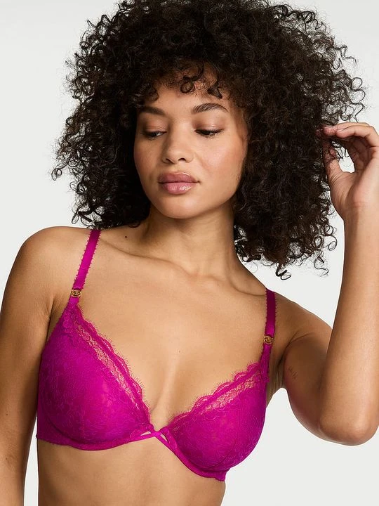 Zdjęcie produktu Victoria's Secret Biustonosz nieusztywniany koronkowy Tease Demi Fioletowy