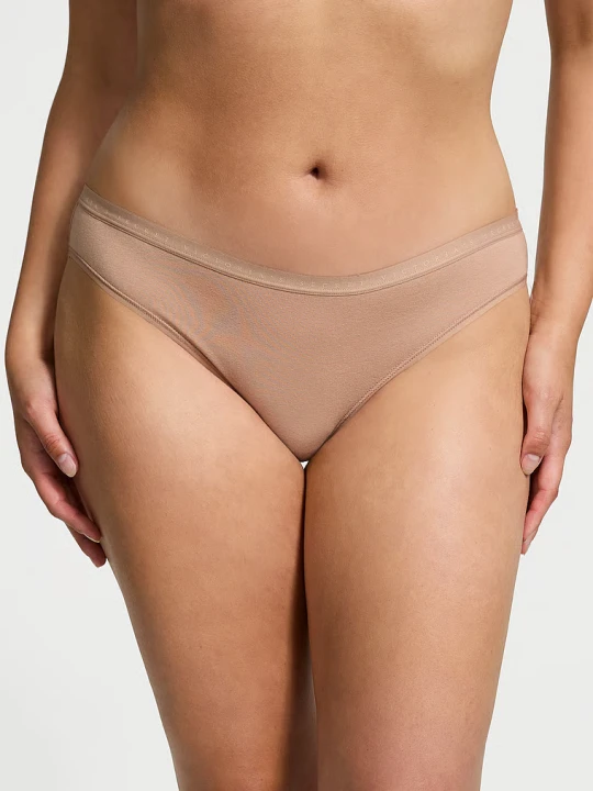 Zdjęcie produktu Victoria's Secret Majtki bawełniane Stretch Cotton Bikini Beżowy