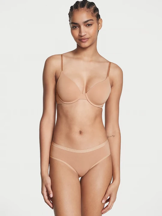 Zdjęcie produktu Victoria' Secret Majtki bawełniane Stretch Cotton Hiphugger Victoria's Secret Beżowy