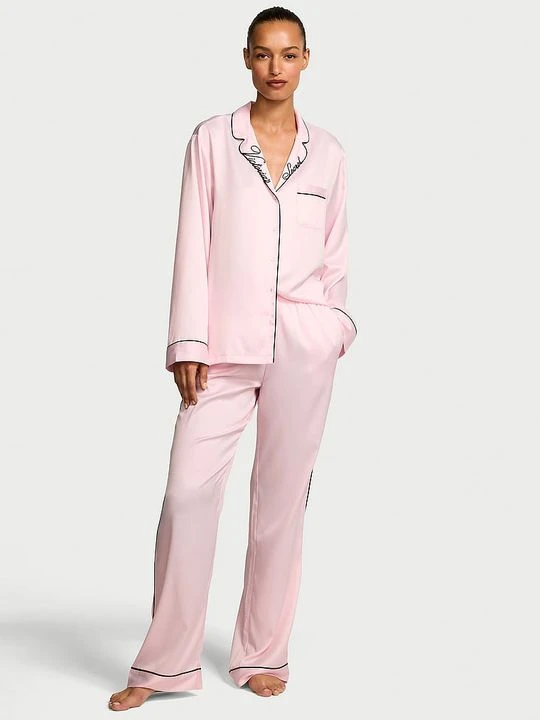 Zdjęcie produktu Victoria's Secret Piżama satynowa błyszcząca z długimi rękawami Glazed Satin Różowy