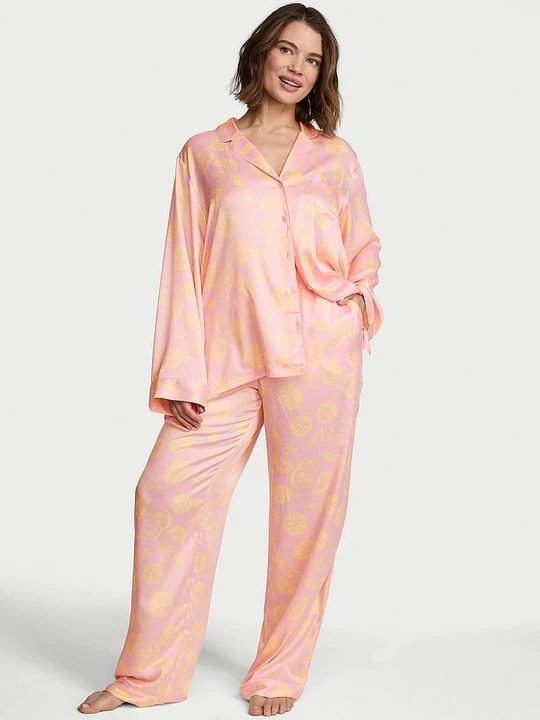 Zdjęcie produktu Victoria's Secret Piżama satynowa z długimi rękawami Signature Z nadrukiem