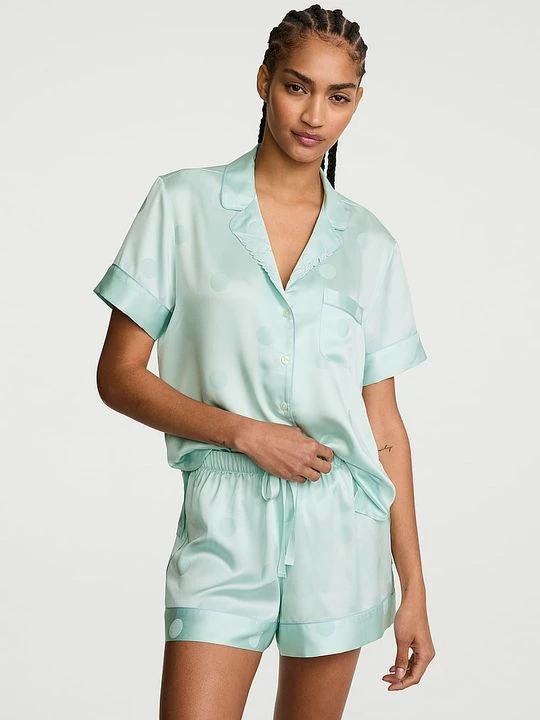 Zdjęcie produktu Victoria' Secret Piżama satynowa z szortami Signature Victoria's Secret Zielony