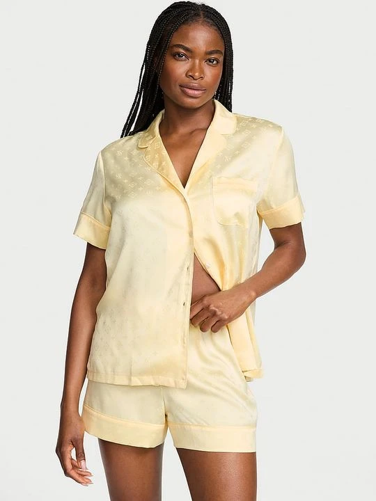 Zdjęcie produktu Victoria's Secret Piżama satynowa z szortami Signature Żółty
