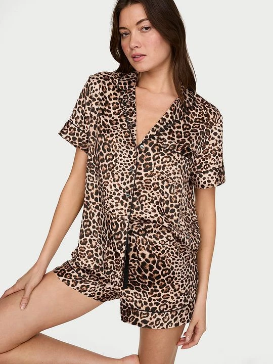 Zdjęcie produktu Victoria's Secret Piżama satynowa z szortami Signature Motyw zwierzęcy