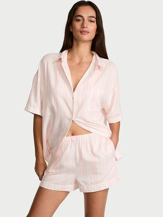 Zdjęcie produktu Victoria's Secret Piżama z bawełny i modalu - bluzka i szorty