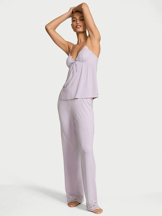 Zdjęcie produktu Victoria's Secret Piżama z modalu - bluzka na ramiączkach i długie spodnie SoSoft Fioletowy