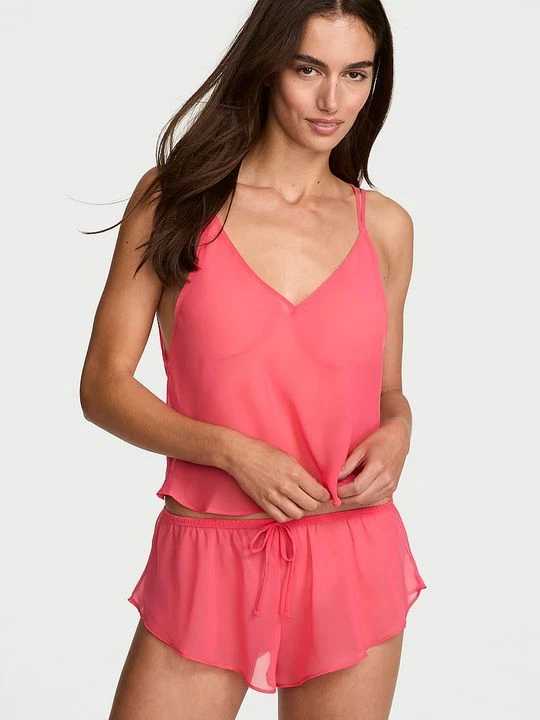 Zdjęcie produktu Victoria's Secret Spodenki z szyfonu do spania Czerwony