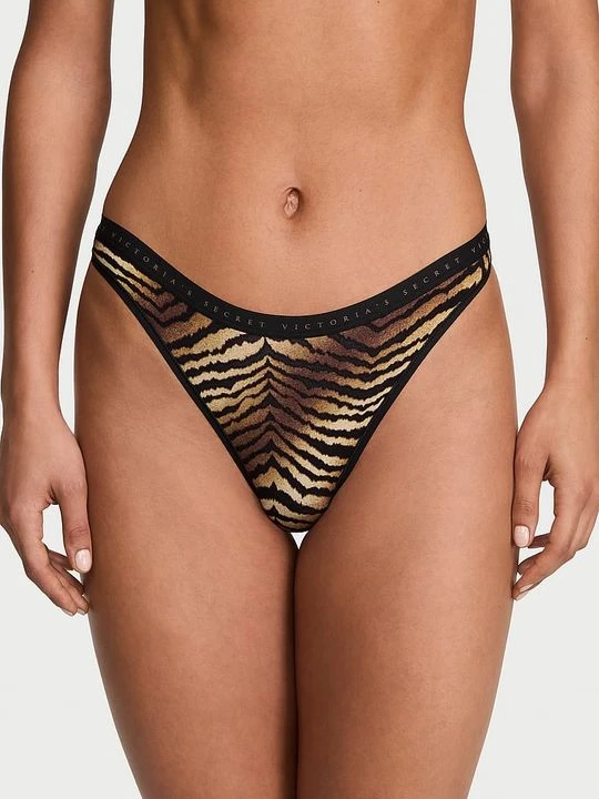 Zdjęcie produktu Victoria's Secret Stringi bawełniane High-Leg Scoop Motyw zwierzęcy