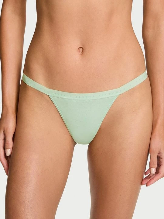 Zdjęcie produktu Victoria's Secret Stringi bawełniane Stretch Cotton Niebieski