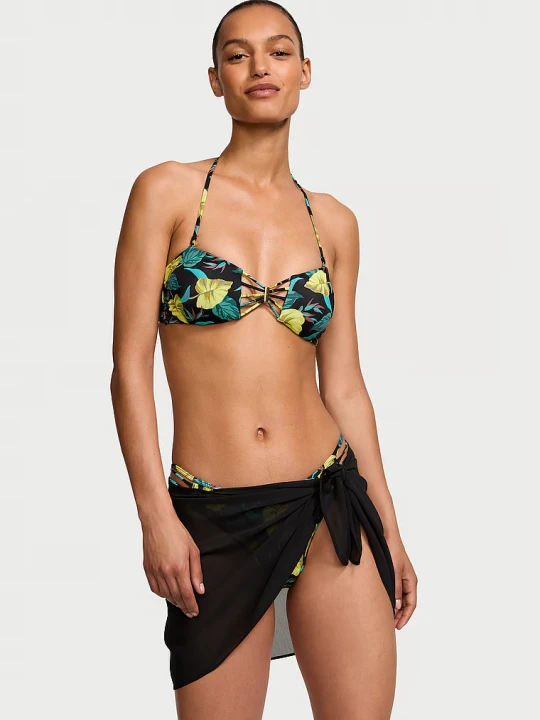 Zdjęcie produktu Victoria's Secret Swim Okrycie na biodra na plażę Sheer Crinkle Mini Sarong Czarny