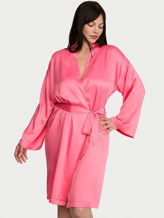 Zdjęcie produktu Victoria's Secret Szlafrok satynowy Midi Różowy