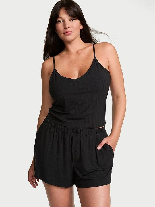Zdjęcie produktu Victoria's Secret Zestaw do spania z modalu - top na ramiączkach i szorty SoSoft Czarny