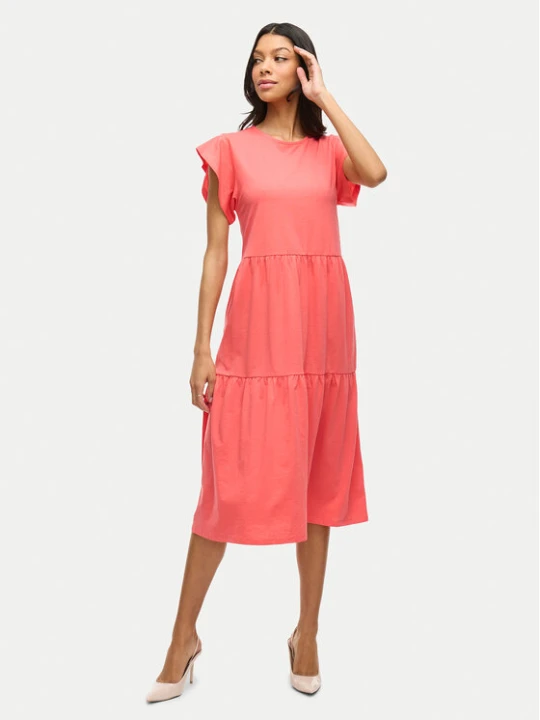 Zdjęcie produktu Vila Sukienka codzienna Summer 14087542 Koralowy Loose Fit
