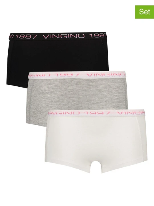 Zdjęcie produktu Vingino Pełne majtki (3 pary) w kolorze szarym, czarnym i białym rozmiar: 170/176