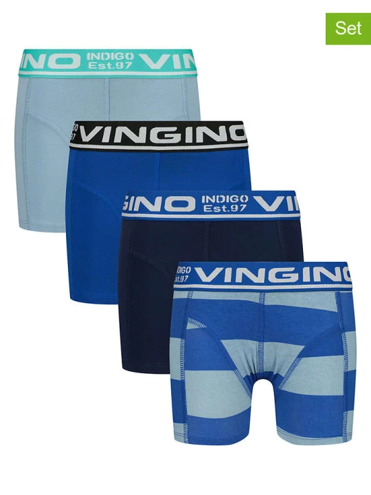 Zdjęcie produktu Vingino Bokserki (4 pary) w kolorze granatowo-błękitnym rozmiar: 146/152