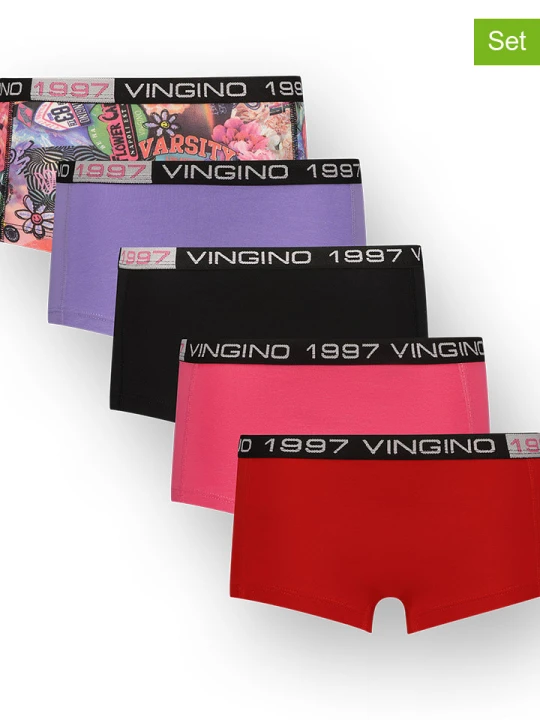 Zdjęcie produktu Vingino Pełne majtki (5 par) w kolorze czerwono-czarno-różowym rozmiar: 122 / 128