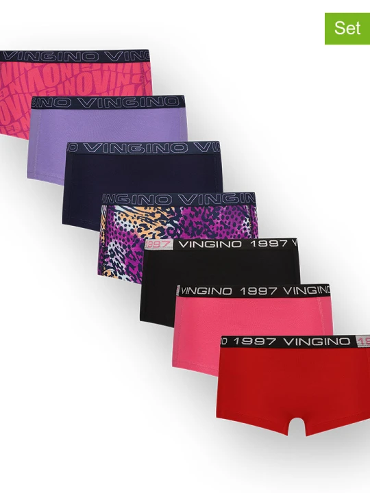 Zdjęcie produktu Vingino Bokserki (7 par) w kolorze czarno-fioletowo-różowym rozmiar: 122/128