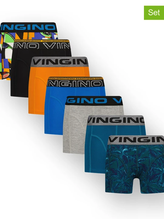 Zdjęcie produktu Vingino Bokserki (7 par) w kolorze niebiesko-szaro-czarnym rozmiar: 158/164