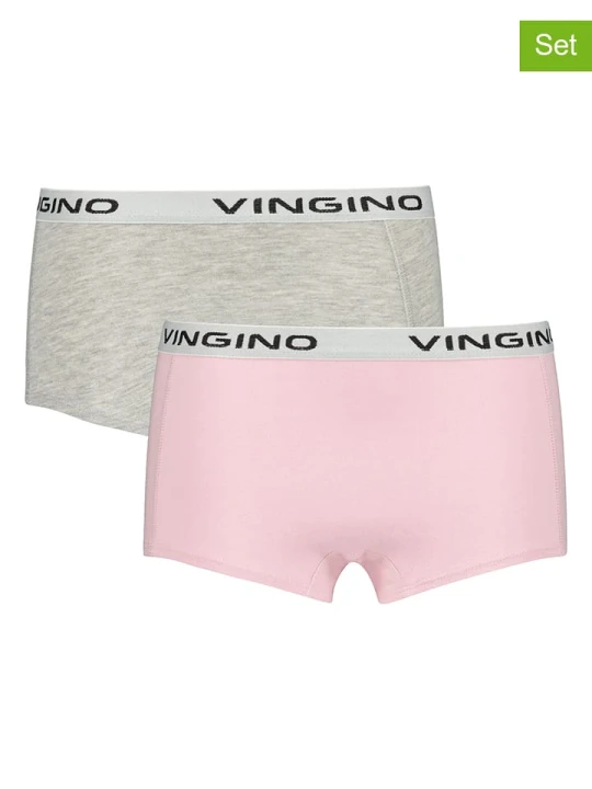 Zdjęcie produktu Vingino Majtki (2 pary) w kolorze szarym i jasnoróżowym rozmiar: 122/128