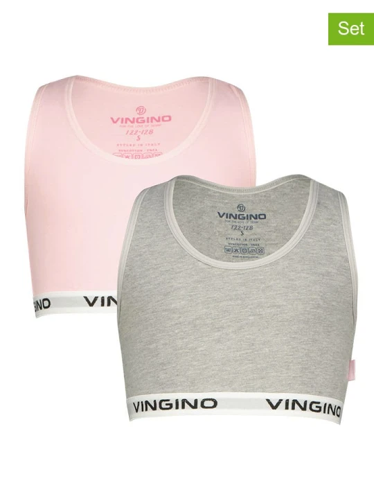 Zdjęcie produktu Vingino Topy (2 szt.) w kolorze szarym i jasnoróżowym rozmiar: 158/164