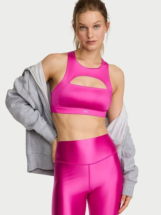 Zdjęcie produktu VSX Biustonosz sportowy z błyszczącego materiału VSX GlossyTech Victoria's Secret Różowy