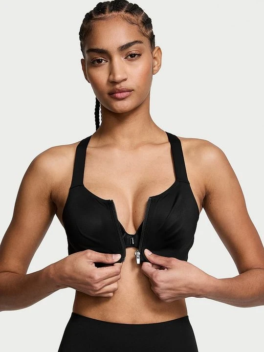Zdjęcie produktu VSX Biustonosz sportowy z maksymalnym podtrzymaniem z suwakiem Knockout Front-Close Victoria's Secret Czarny