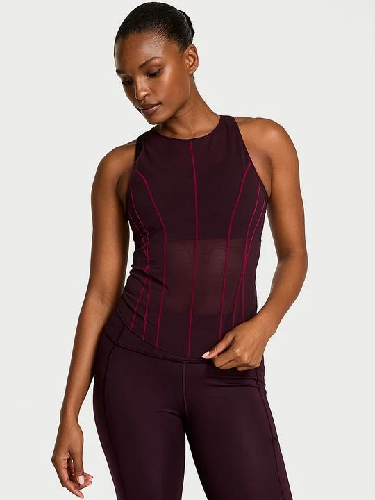 Zdjęcie produktu VSX Top sportowy z siateczki VSX Flocked Mesh Victoria's Secret Fioletowy
