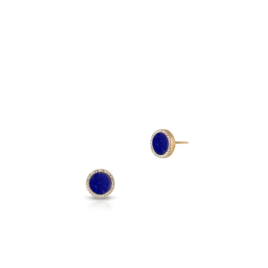 Zdjęcie produktu W.KRUK Kolczyki złote z diamentami i lapis lazuli