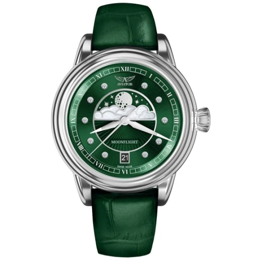 Zdjęcie produktu W.KRUK ZEGAREK AVIATOR DOUGLAS MOONFLIGHT DIAMOND POLISH EDITION